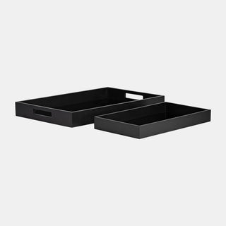 Wood Glass Black Tray