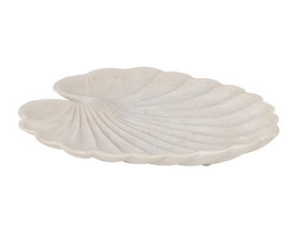 Lily Carved White Marble Tray
