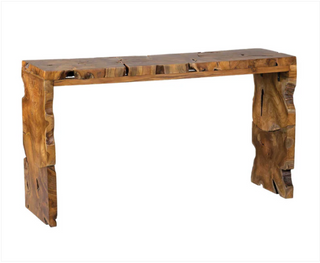 Burl Teak Console Table