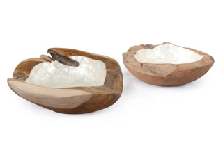 Teak and Capiz Shell Lined Bowl
