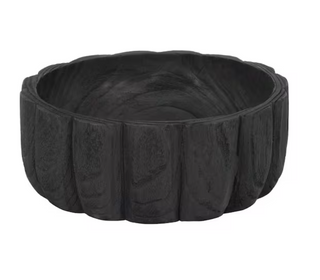 Black Scalloped Wood Bowl