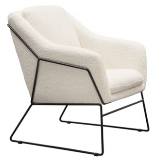 White Boucle Accent Chair