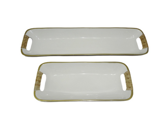 Enamel Metal Tray with Handles