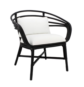 Rounded Black Rattan Accent Chair