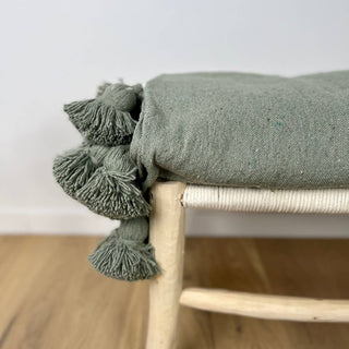 PomPom Throw Blanket Plaid Tassel, Green