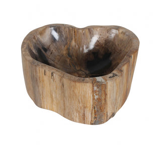 Carved Petrified Wood Bowl, Cream