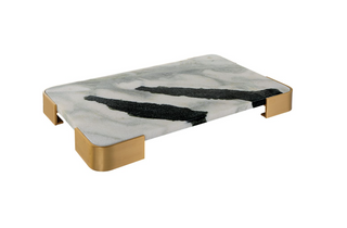 Panda Marble Tray with Gold Corners