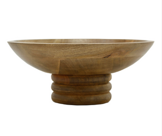 Ribbed Base Round Wood Bowl