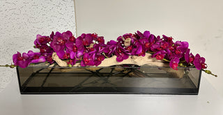 24” Smoked Aquario Fuschia Orchid Arrangement