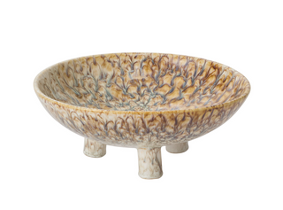 Footed Floral Patterned Ceramic Bowl