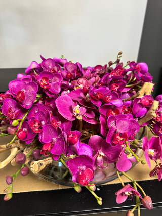 Fuschia Orchid Glass Bowl Arrangement