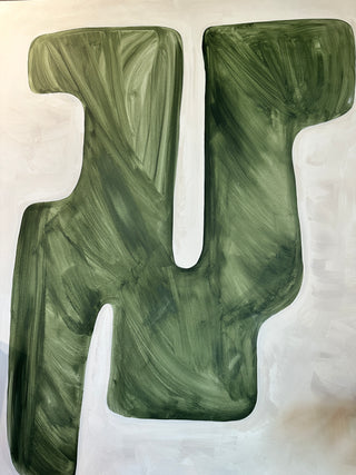 38x73.6 Framed Green Abstract Artwork