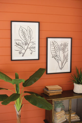 Framed black leaf prints