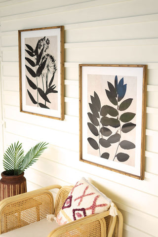 Framed Black Leaf Prints Under Glass