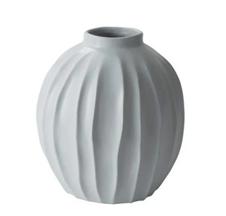 Grooved Ceramic Large Vase, white