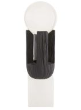 Black and white wood/glass sculpture