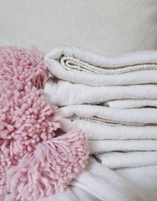 PomPom Throw Blanket Plaid Tassel, Caramel 2