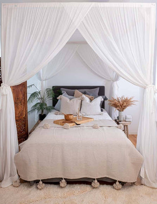 PomPom Throw Blanket Plaid Tassel, Green