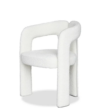 Dining Chair, White Boucle