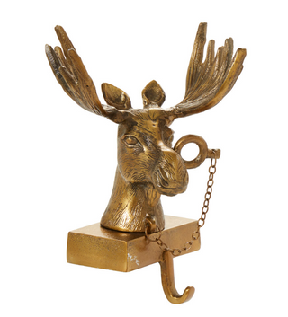 Gold Reindeer Stocking Holder