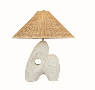 Stone-Wicker Sculpture Table Lamp